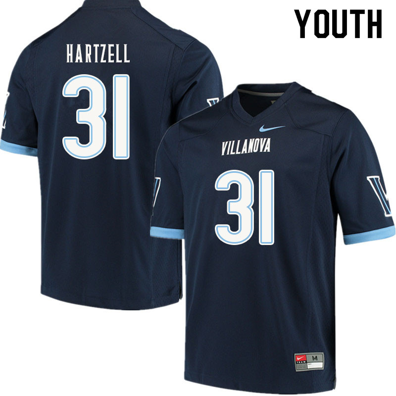 Youth #31 Shane Hartzell Villanova Wildcats College Football Jerseys Sale-Navy